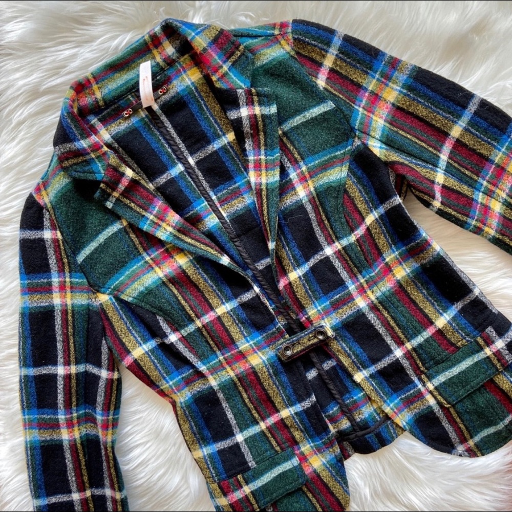 RE-Posh Free People Plaid Wool Blazer